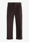 Moschino Straight-leg Trousers With Textured Corduroy Finish In Brown