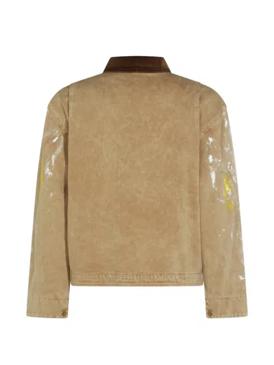 Moschino Corduroy-collar Painted Jacket In Neutral