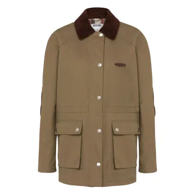 Moschino Corduroy-collar Utility Jacket In Green