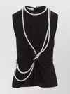Moschino Flared Hem Knot Detailing Pearl Embellishments