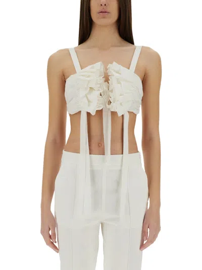MOSCHINO COTTON AND SILK VOILE CROP TOP