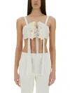 Moschino Couture Cotton And Silk Voile Crop Top In White
