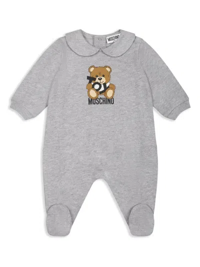 Moschino Cotton Babygrow In Gray
