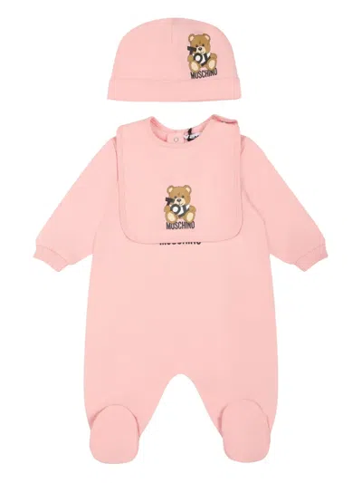 Moschino Cotton Babygrow Set In Pink