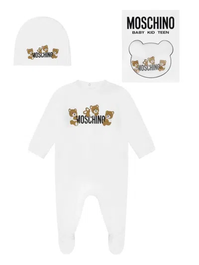 Moschino Cotton Babygrow Set In White
