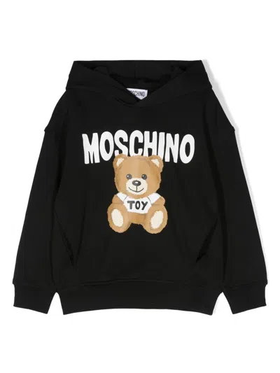 Moschino Kids' Cotton Bear-print Hoodie In Nero