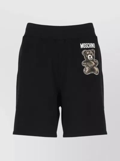 MOSCHINO COTTON BERMUDA SHORTS LOGO PRINT