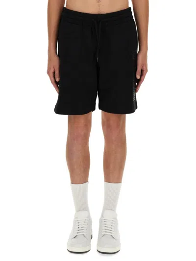 Moschino Cotton Bermuda Shorts With Drawstring Waistband In Black