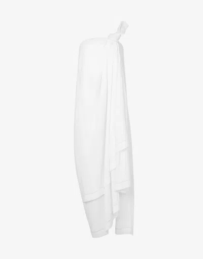Moschino Cotton Blend Bustier Dress M Embroidery In Bianco