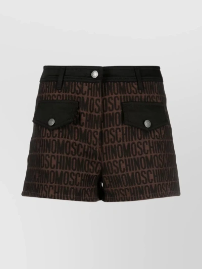 Moschino Cotton Blend Thigh-length Shorts With Front And Rear Pockets In Black