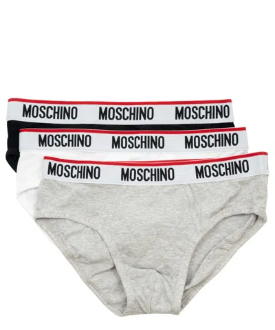 Moschino Cotton Briefs In Black/white/grey