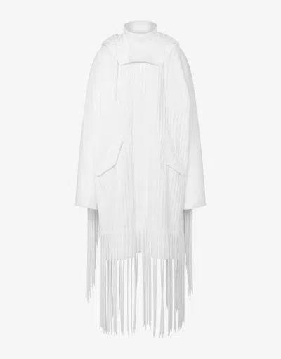 Moschino Cotton Bull Coat With Fringes In White