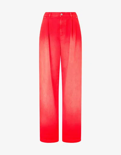 Moschino Cotton Bull Pants Laurel Crown Patch In Arancione