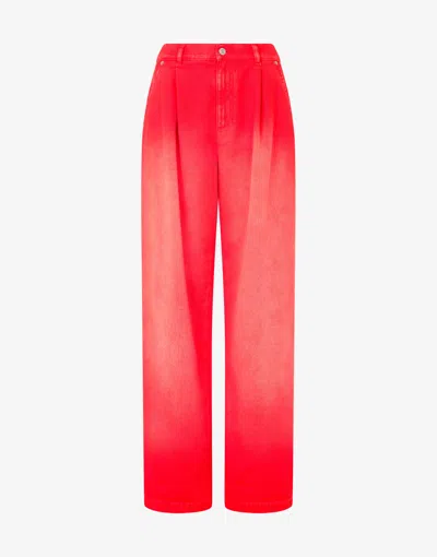 Moschino Cotton Bull Pants Laurel Crown Patch In Orange