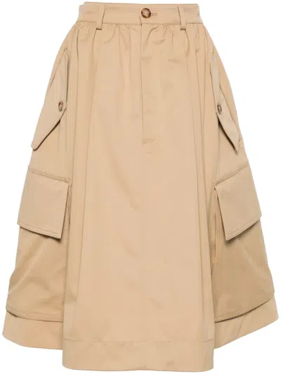 Moschino Cotton Cargo Skirt In Neutrals