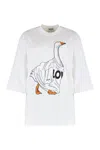 Moschino Graphic Front Print T-shirt With Ribbed Neckline In White