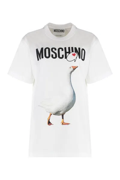 Moschino Cotton Crew-neck T-shirt In White