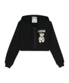 Moschino Cotton Cropped Hoodie In Black