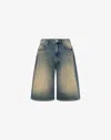Moschino Whiskering-effect Denim Shorts In Blue