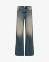 Moschino Cotton Denim Flare Pants In Blue