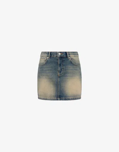 Moschino Cotton Denim Miniskirt In Blue