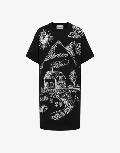Moschino Cotton Dress Drawings In Black