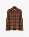 Moschino Double-breasted Checked Blazer In Brown