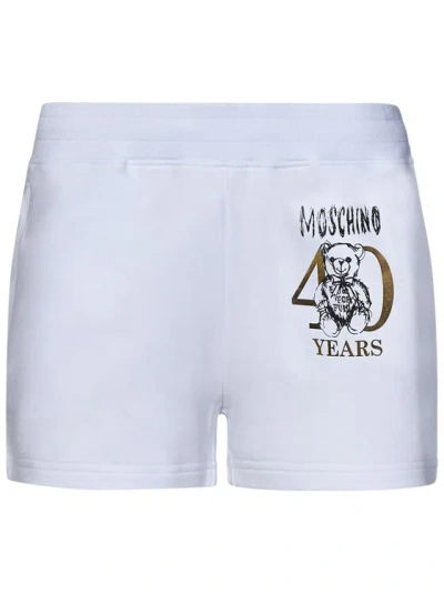 Moschino Cotton Fleece Shorts In White
