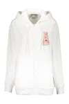 Moschino Cotton Full Zip Hoodie In Neutral