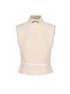 Moschino High Neck Sleeveless Cotton Top In Neutral