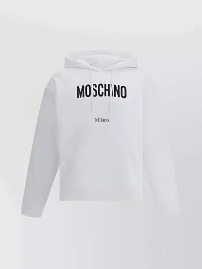 Moschino Cotton Hoodie Adjustable Drawstring In White