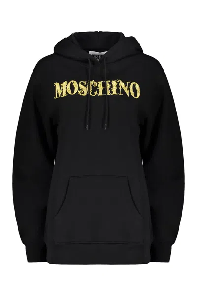 Moschino Cotton Hoodie In Black