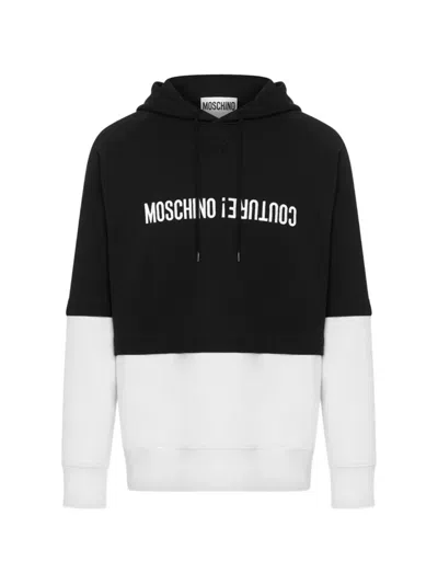 Moschino Logo-embroidered Cotton Sweatshirt In Black