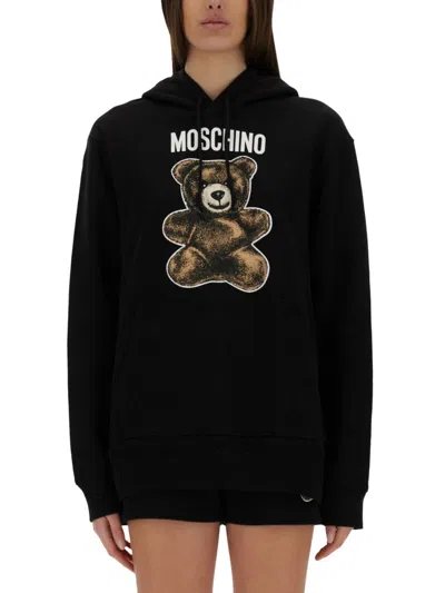 Moschino Cotton Hoodie For Women In Black
