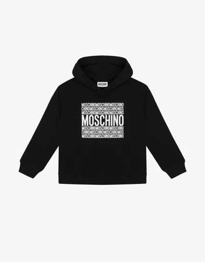 Moschino Cotton Hoodie Logo Print In Black