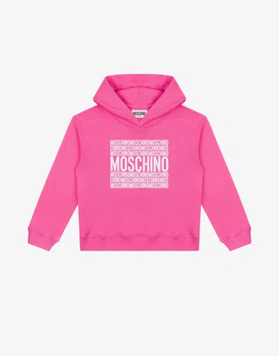 Moschino Kids' Cotton Hoodie Logo Print In Pink