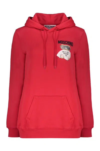 Moschino Cotton Hoodie In Red