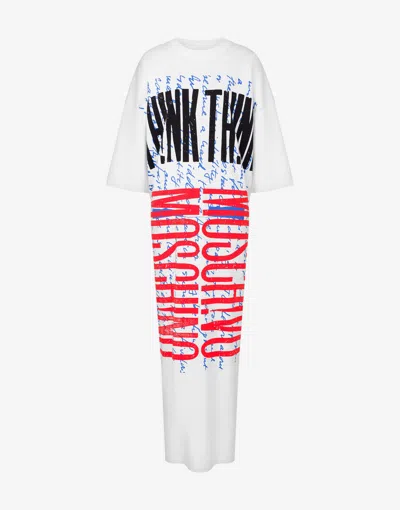 Moschino Cotton Interlock Dress 'think Twice' In White