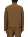 Moschino Brown Solid Mandarin Collar Jacket In Brown
