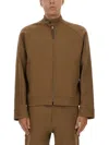 Moschino Brown Solid Mandarin Collar Jacket In Brown