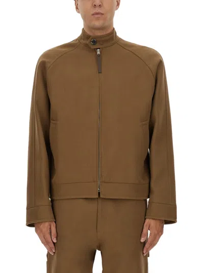 Moschino Brown Solid Mandarin Collar Jacket