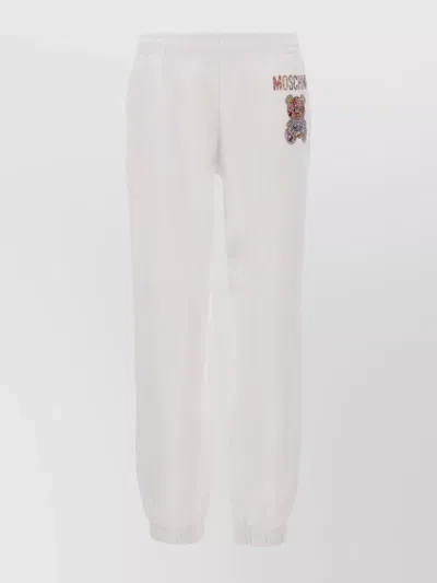 Moschino Cotton Joggers With Elastic Cuffs And Waist In White