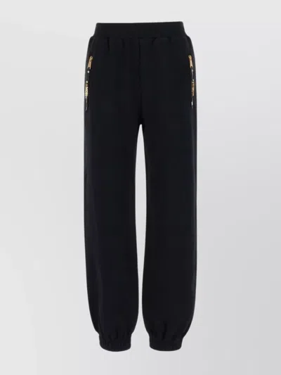 MOSCHINO COTTON JOGGERS WITH RIBBED ELASTIC WAIST