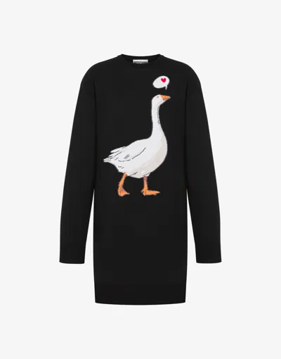 Moschino Cotton Knit Dress Goose In Black