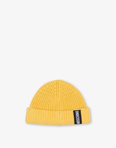 Moschino Cotton Knit Hat In Yellow