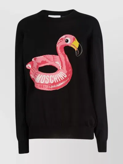 Moschino Cotton Knitwear Flamingo Graphic