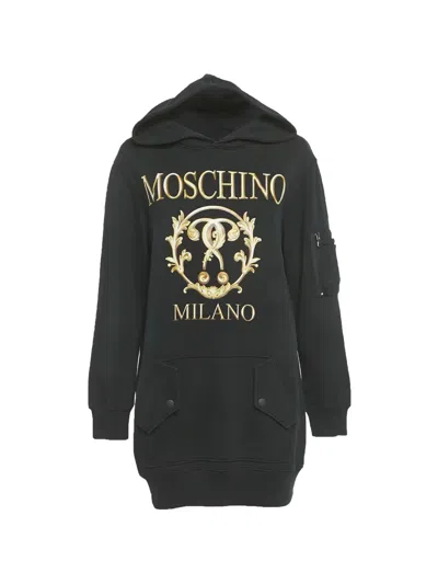 Pre-owned Moschino Cotton Logo Hoodie In Black