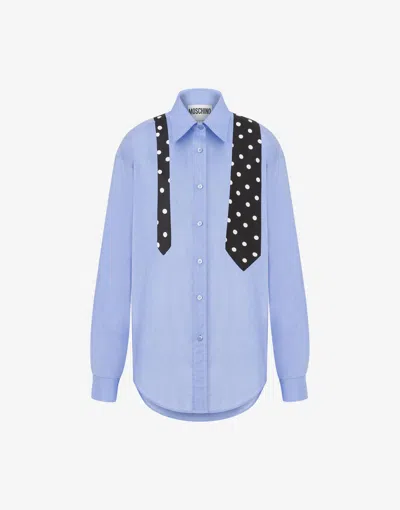 Moschino Cotton Muslin Shirt Tie In Blue