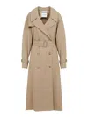 Moschino Cotton Blend Gabardine Long Trench Coat In Neutral