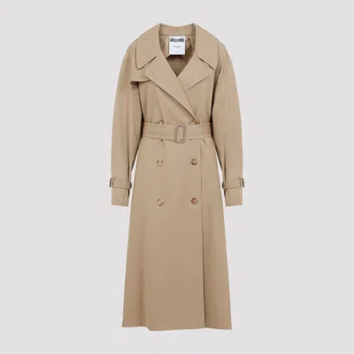 Moschino Cotton Blend Double Breasted Peacoat For Women In Brown